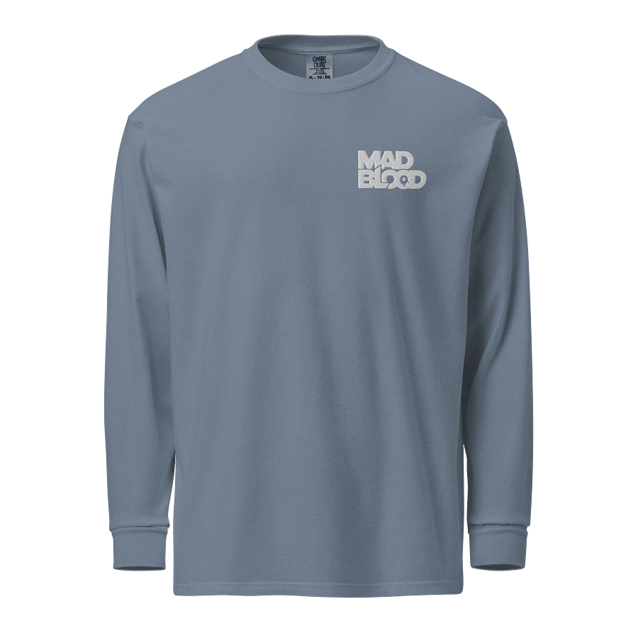 Mad Blood Stitched White Logo Comfort Colors Unisex Heavyweight Long Sleeve Shirt product image (1)