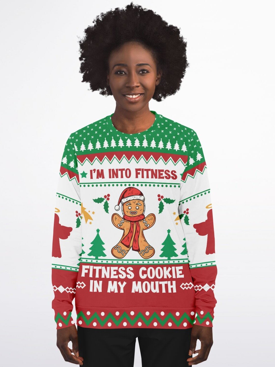 "Fitness Cookie" Christmas Sweatshirt | Funny Gingerbread Man Holiday Sweater | Holiday Party Outfit | Christmas Gift for Food Lovers product image (5)