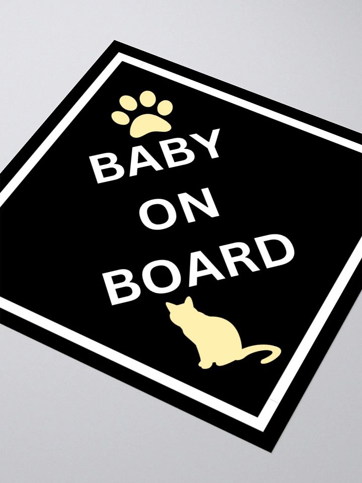 Cat Baby on Board Sticker - Ginger on Black product image (1)