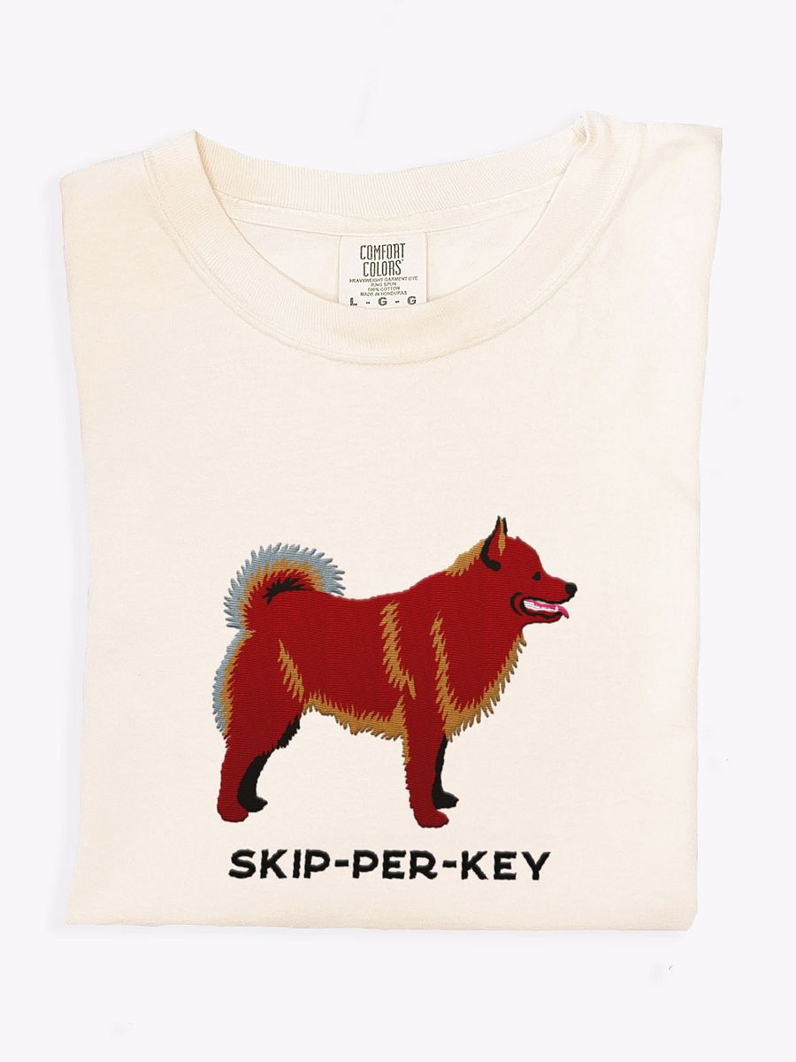 Skip-Per-Key T-Shirt(Embroidered) of a Schipperke(Chocolate) product image (1)