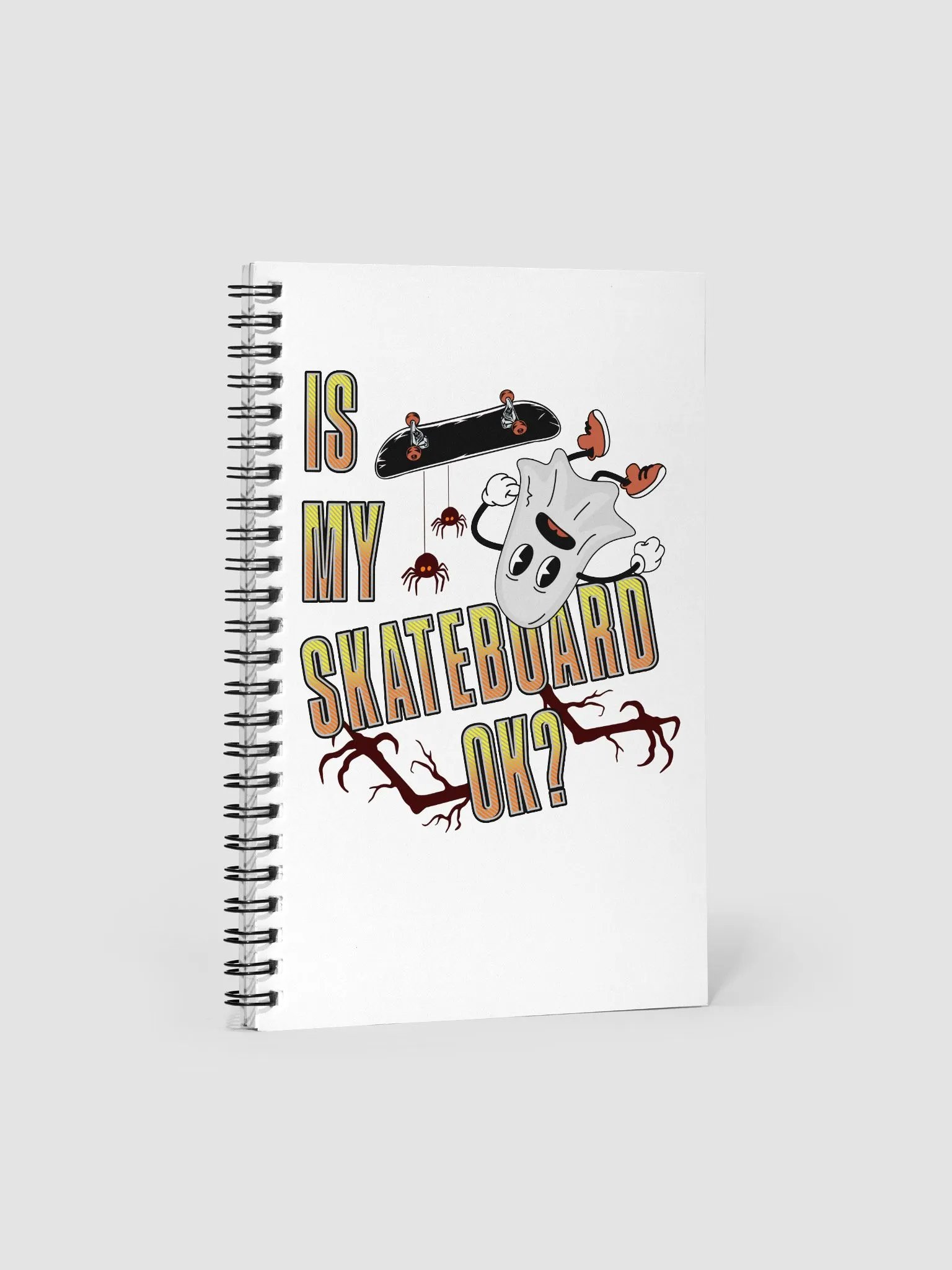 Is My Skateboard Ok? Ghost Spooky Skater Spiral Notebook product image (1)