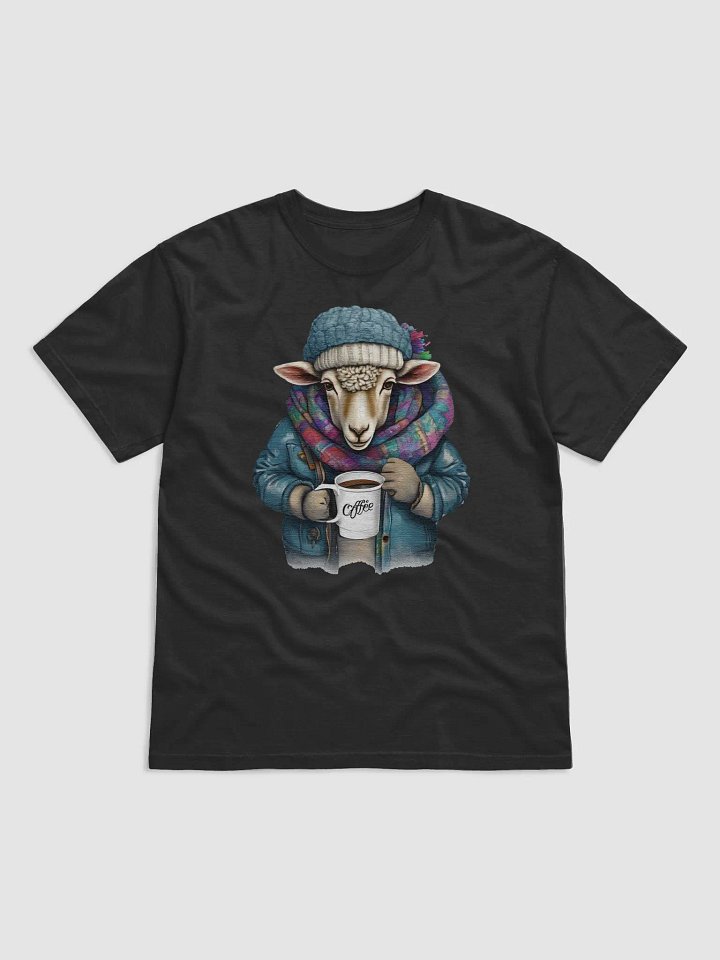 Sheep wearing a jacket holding a cup coffee product image (1)