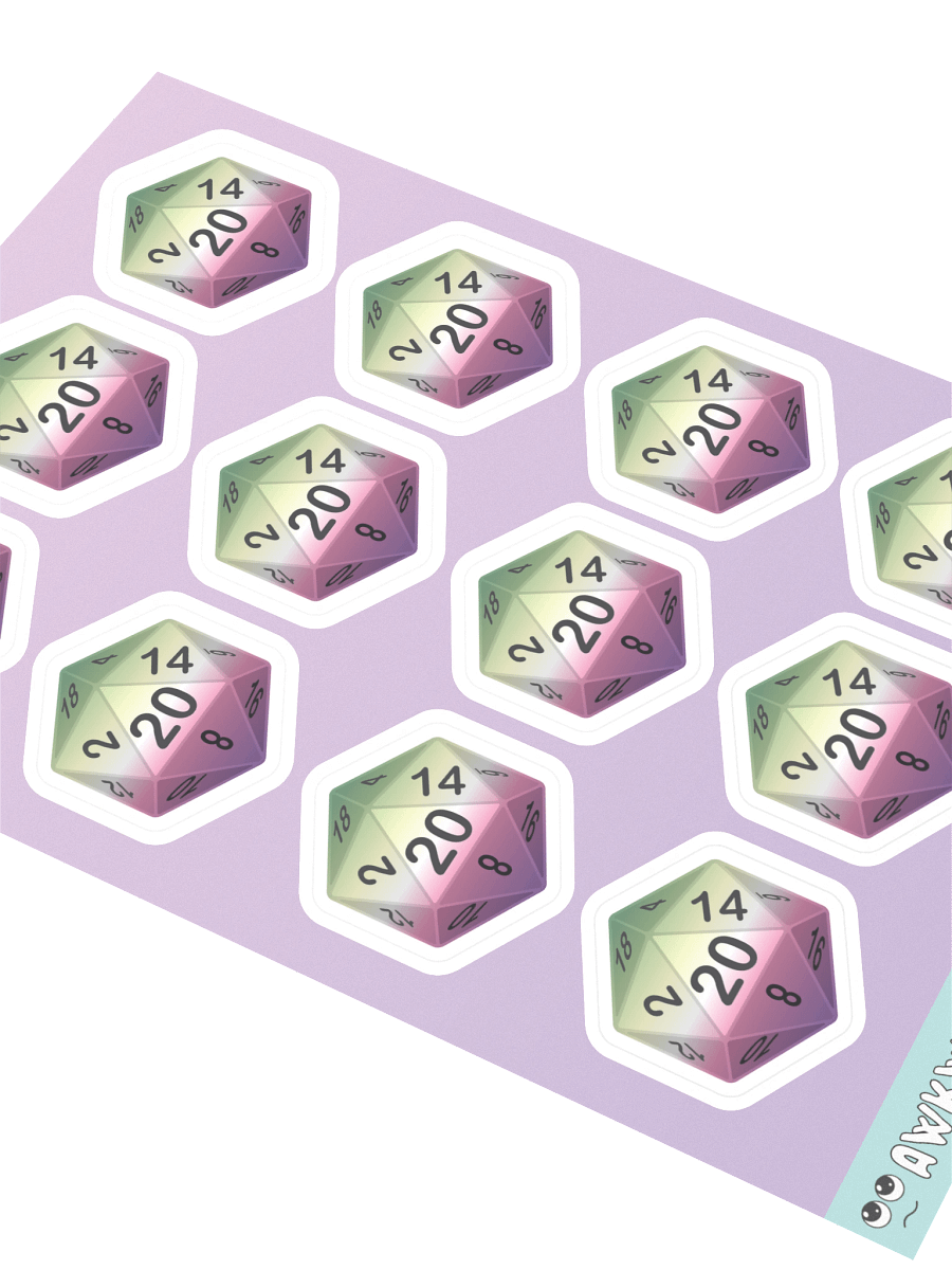 Genderfae Pride D20 Sticker Sheet product image (2)