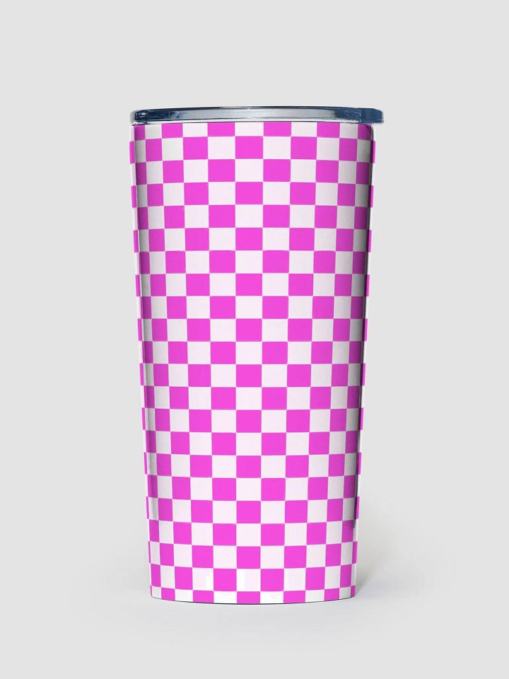 Checkered! Neon Pink and White Checkers 20 oz Stainless Steel Tumbler product image (1)