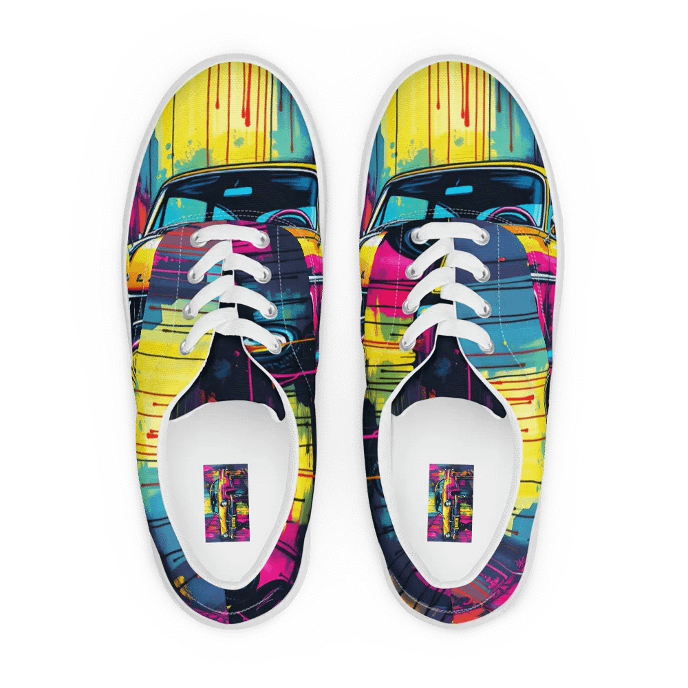 Pop Art Christine the car, women's Lace-Up Canvas Shoes product image (1)