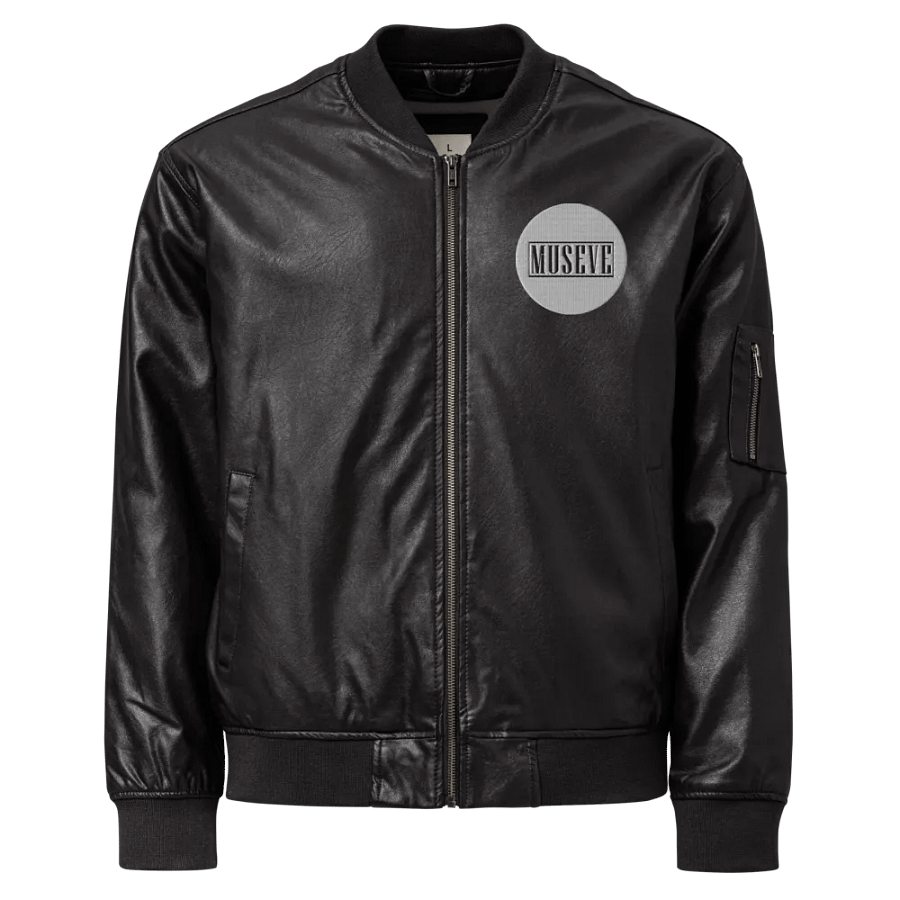 MUSEVE Bold Circle Faux Leather Bomber Jacket product image (1)