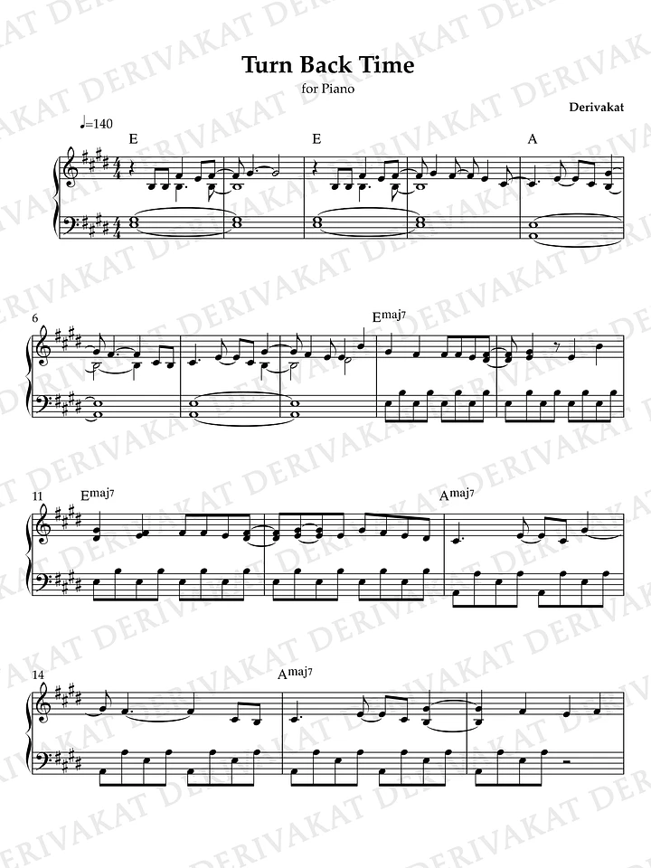 Turn Back Time - Sheet Music for Piano product image (1)