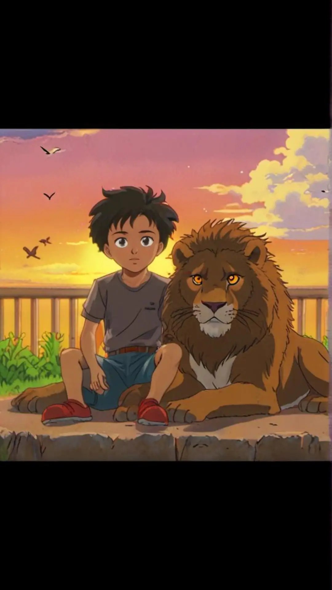 boy and lion ghibli incrivel 
