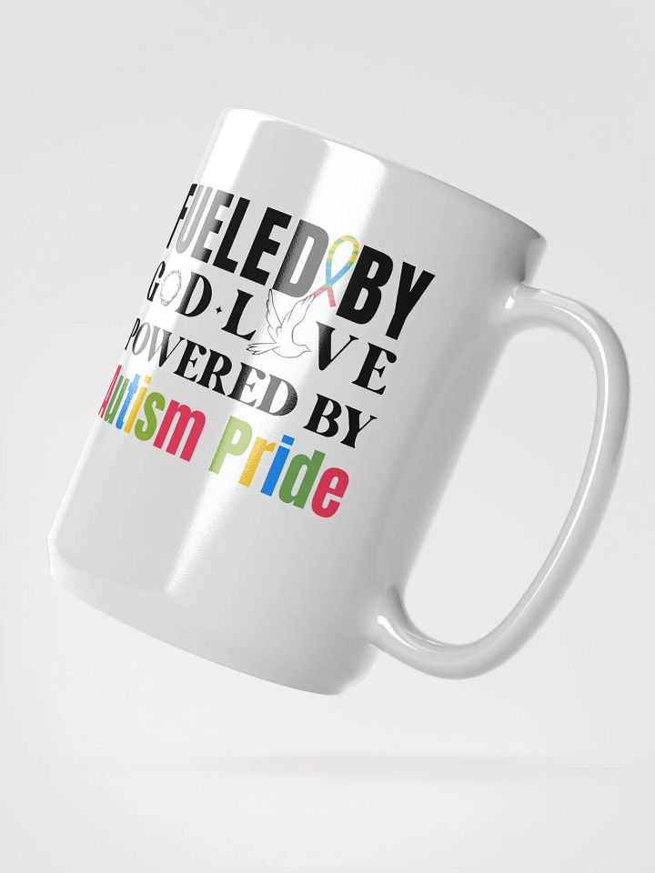 Fueled By God, Powered By Autism Pride, Autism White Gloss Ceramic mug product image (2)