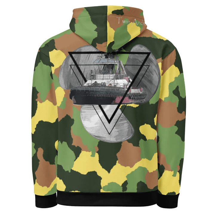 Green Camouflage Three blade prop triangle Athena tug Hoodie product image (1)