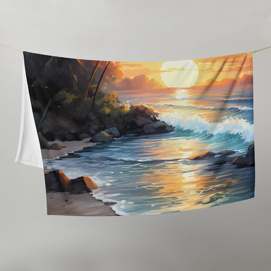 Beach Sunset Island Palm Trees Scenic Throw Blanket product image (5)