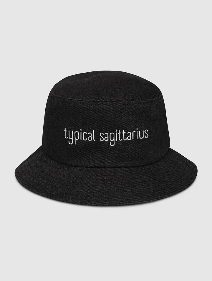 Typical Sagittarius White on Black Denim Bucket Hat product image (1)
