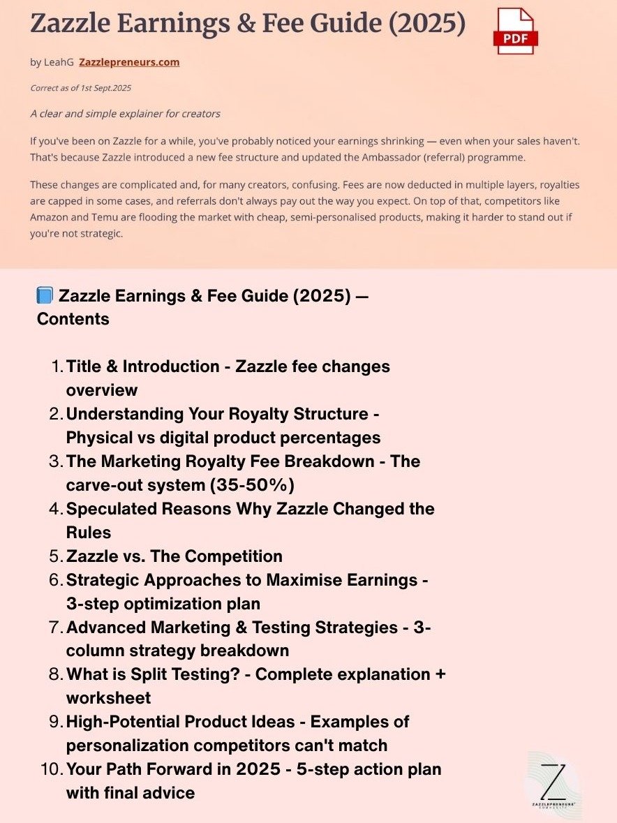 Zazzle Earnings & Fee Guide 2025 – Understand Royalties, Referrals & Strategies to Boost Sales product image (2)