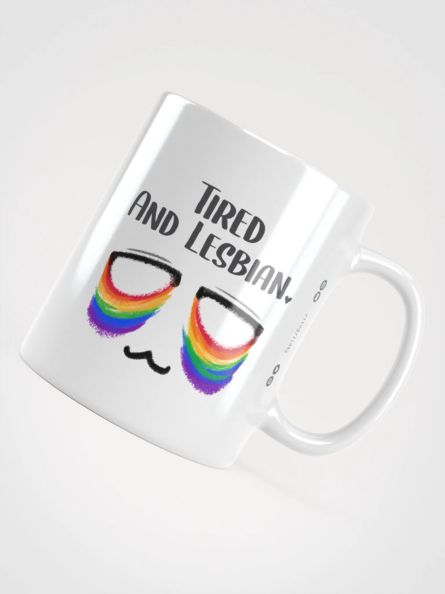 Tired and Lesbian - Rainbow Flag Ceramic Mug product image (4)