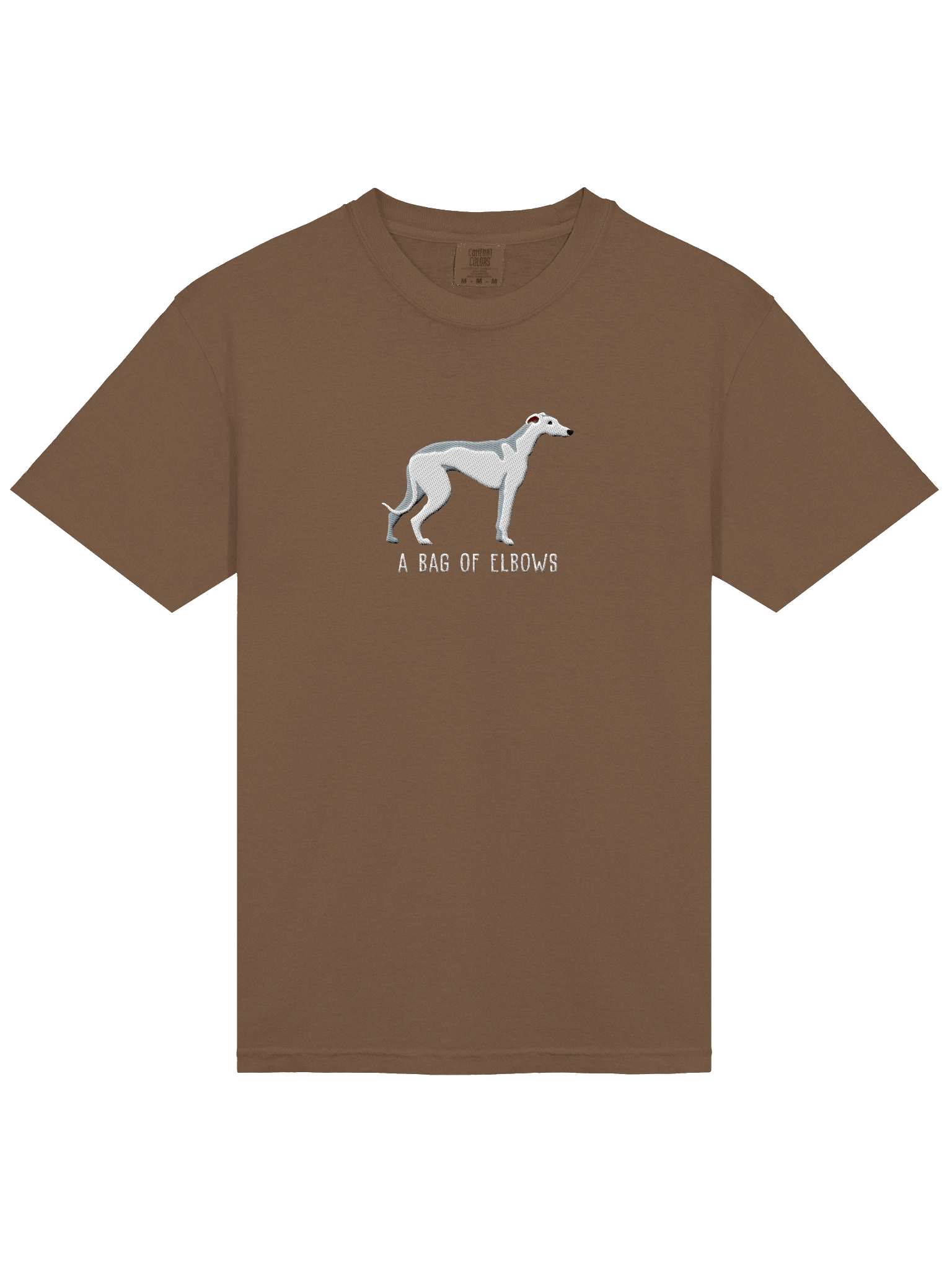 A Bag of Elbows T-Shirt(Embroidered) of a Greyhound(White) product image (13)