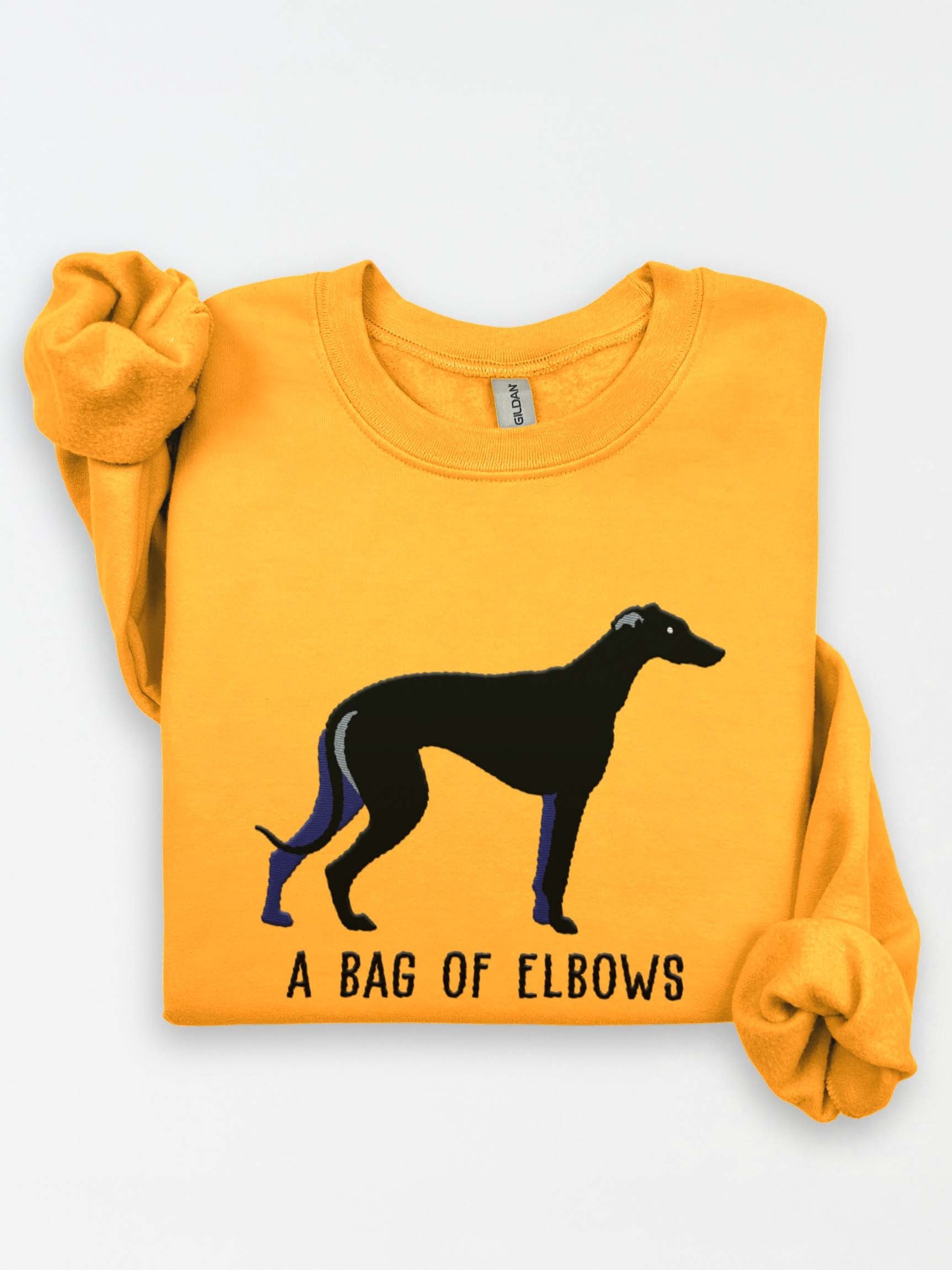 A Bag of Elbows Sweatshirt (Embroidered) of an English Greyhound(Black) product image (1)