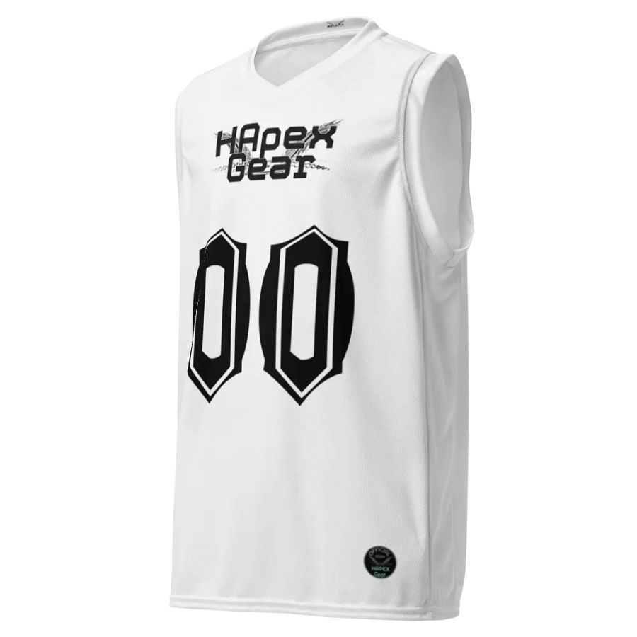 Duranleau - White - Recycled Unisex Basketball Jersey - Black HApex Gear Black Logo product image (1)