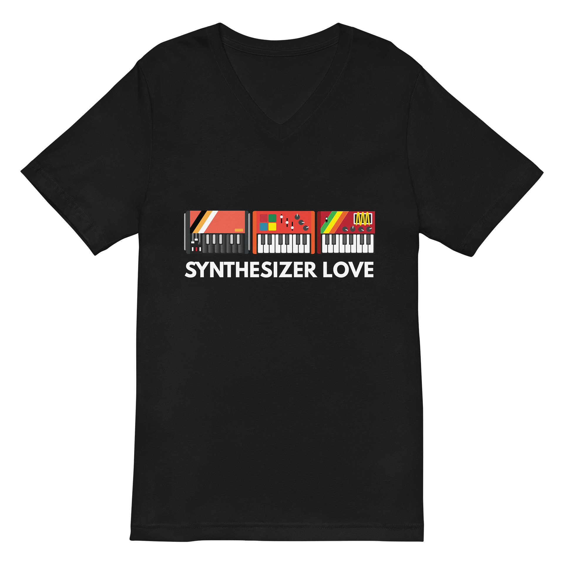 Synthesizer Love T-Shirt V-Neck Black product image (2)