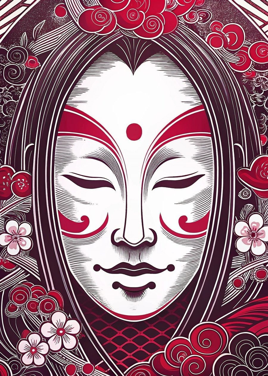 Japanese Theater Masks A Coloring Journey through Kabuki and Noh product image (4)