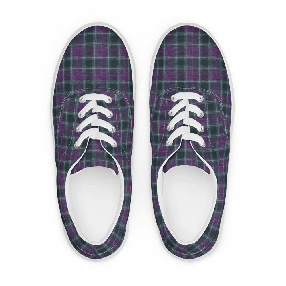 Purple/Green Plaid Women's Lace-Up Canvas Shoes product image (6)
