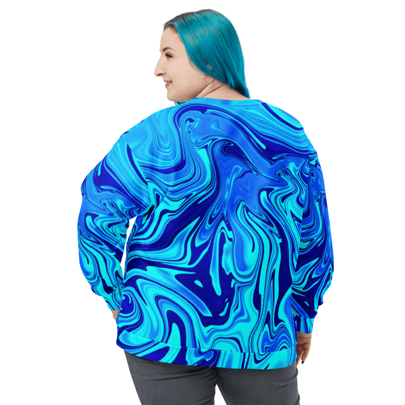 Sweatshirt - Light and Dark Blue Digital Fluid Art product image (4)