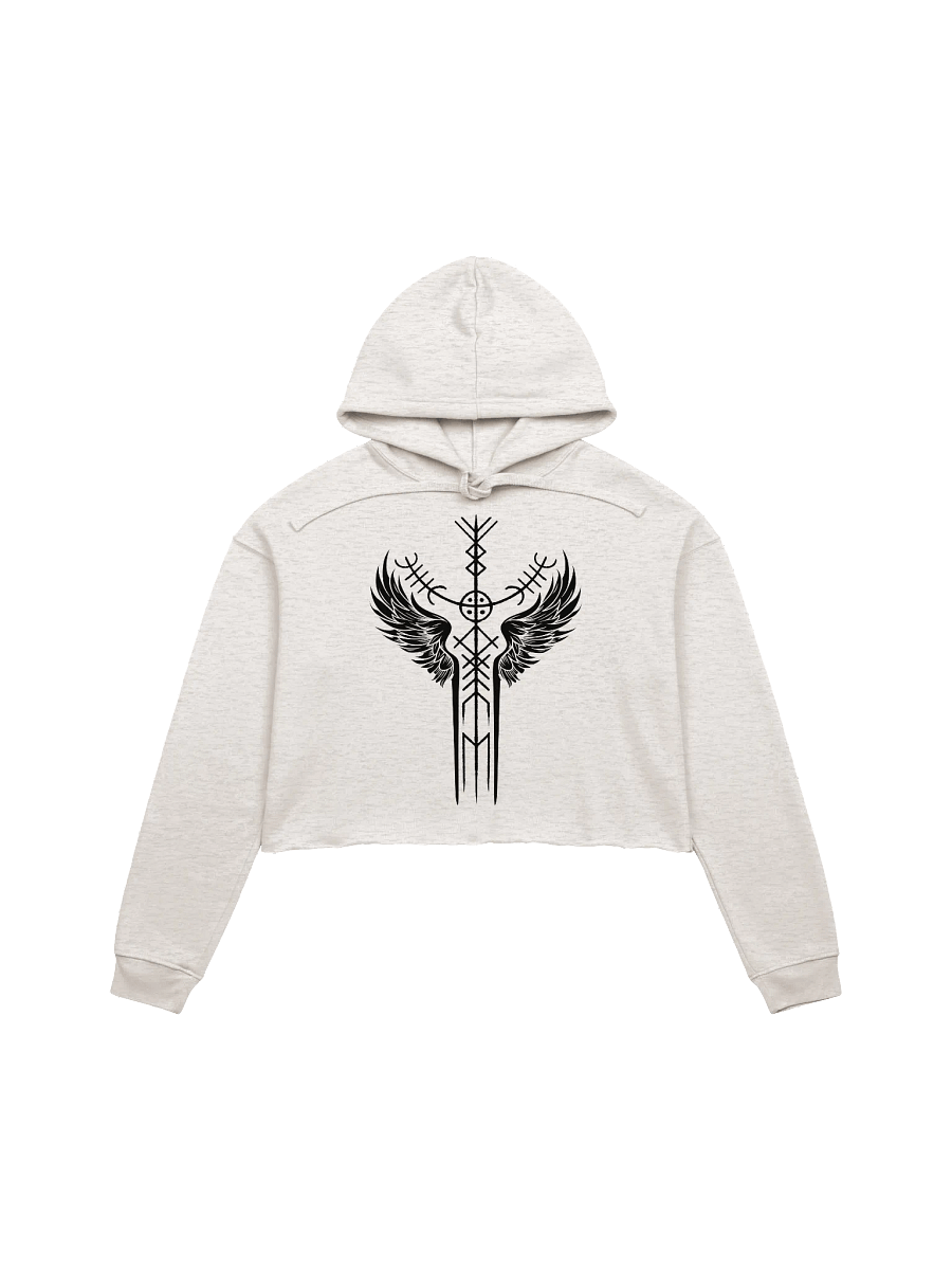 The Valkyrie Stave Fleece Crop Hoodie (black print) product image (2)