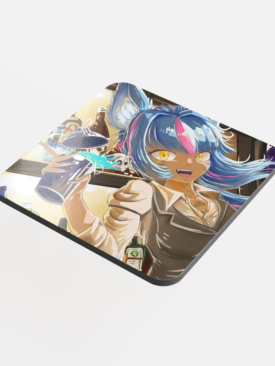Vtuber Mixologist Glossed Cork Coaster product image (4)
