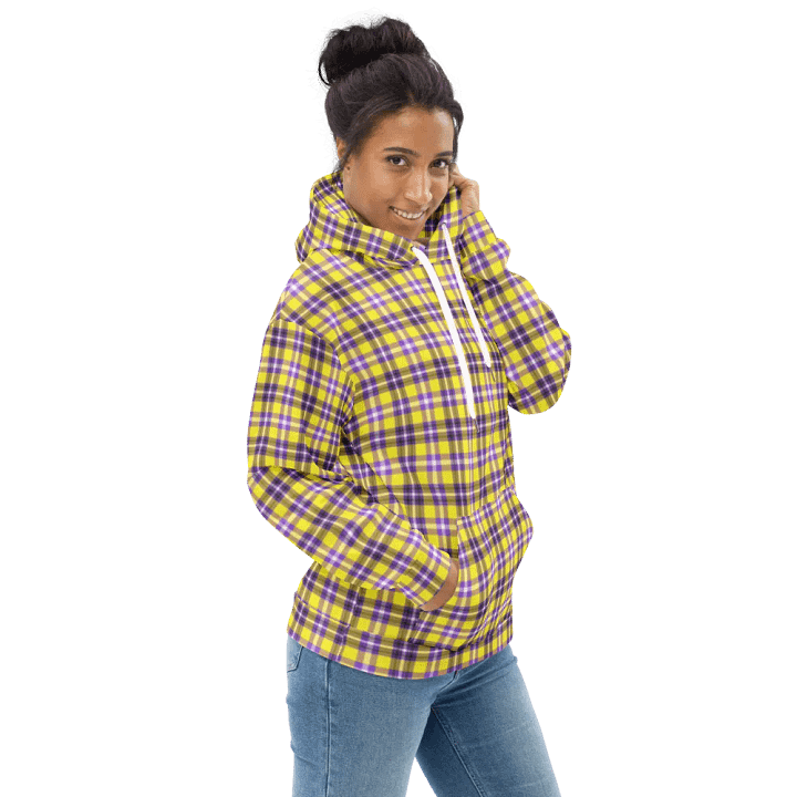 Bright Yellow and Purple Plaid Hoodie product image (1)
