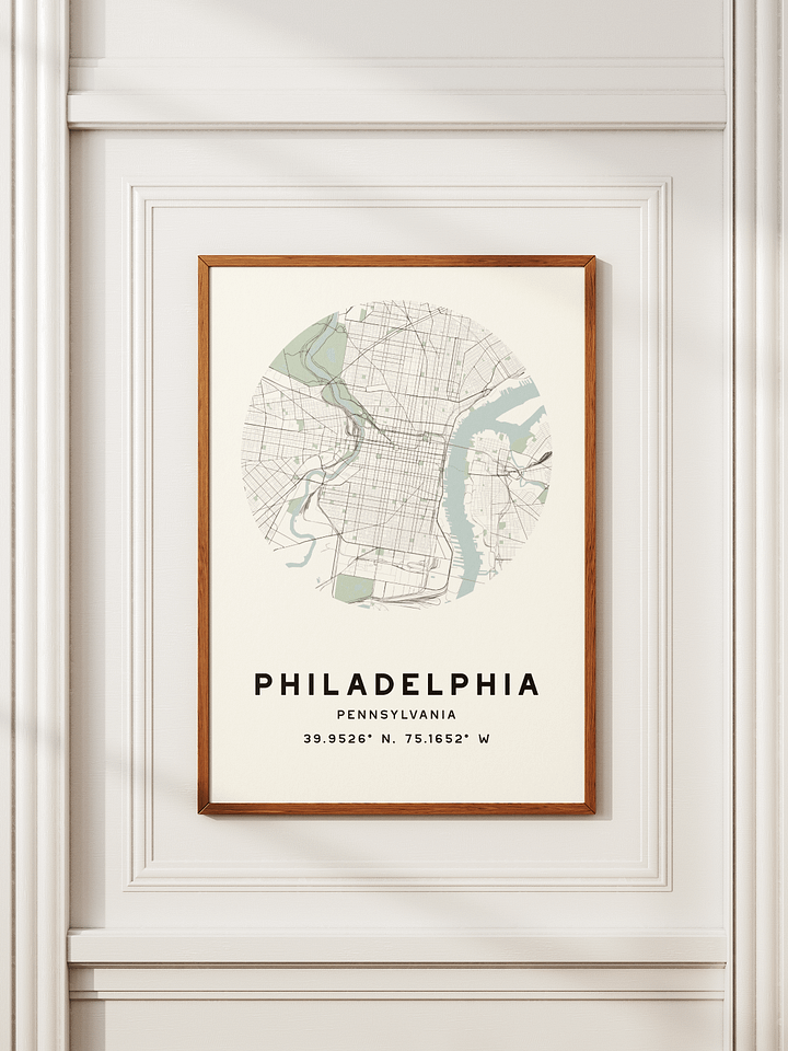 Philadelphia Street Map Poster – Beige Minimalist Circular City Art product image (2)
