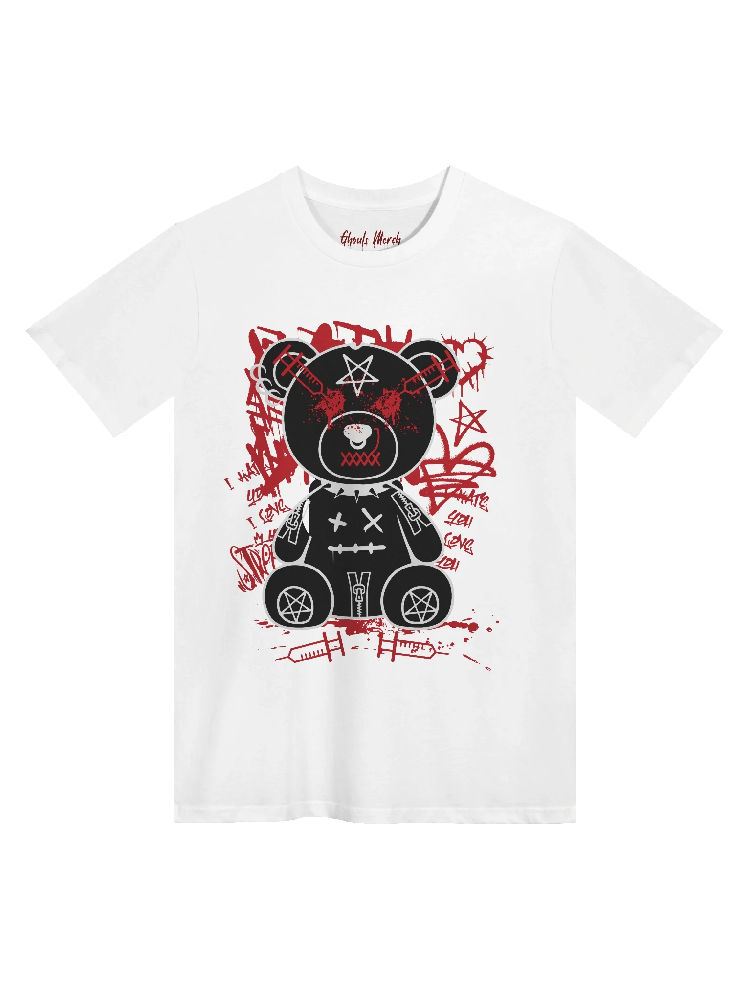 Graffiti Occult Bear Unisex White T-Shirt product image (2)