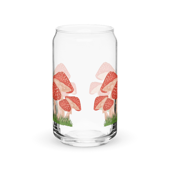 Mushroom Print Glass Can Cup With Or Without Lid product image (6)