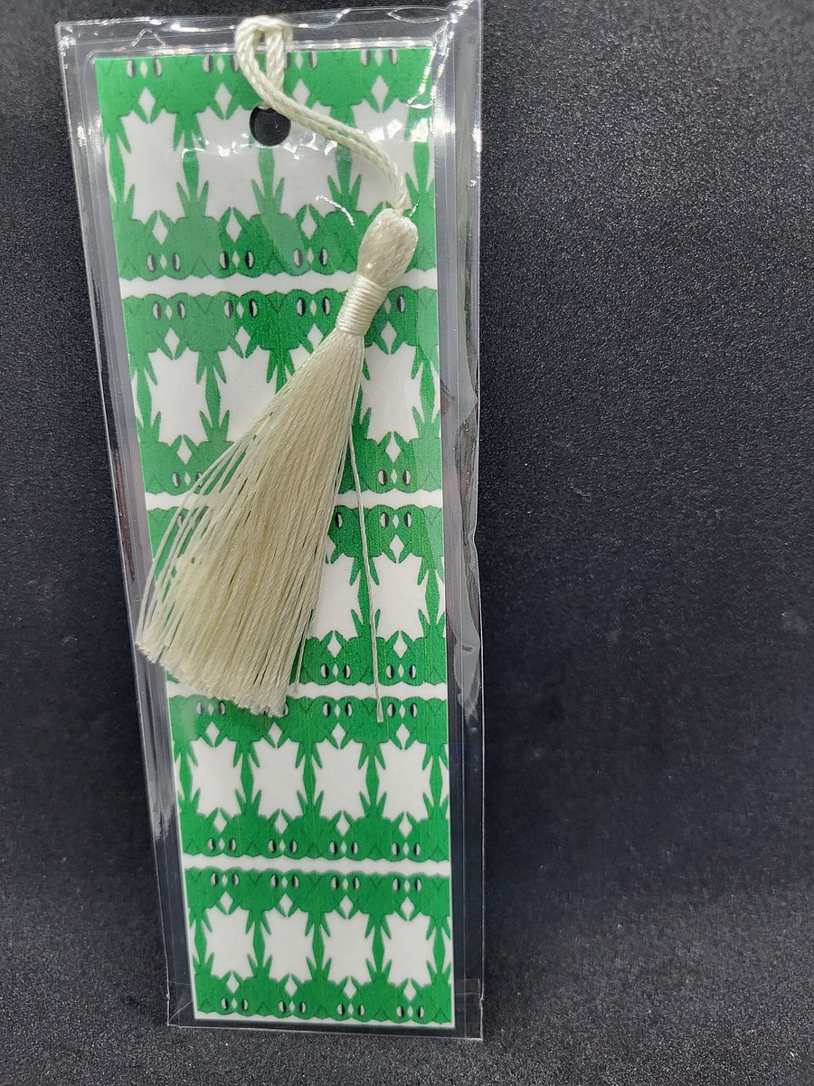 Cute Cartoon Green Fish Pattern Laminated Bookmark with Tassel for the Fish Loving Book Reader in Your Life product image (2)