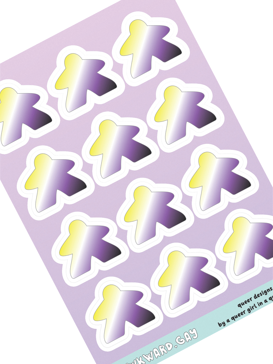 Non-binary Pride Gradient Meeple Sticker Sheet product image (1)