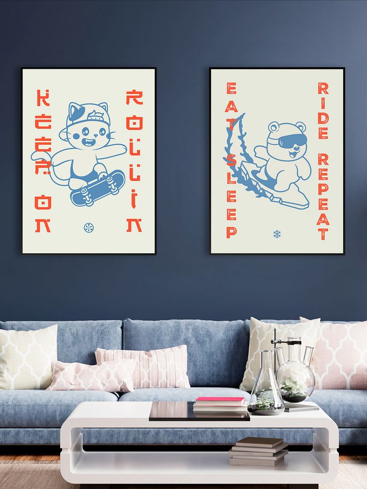 Anime poster: Keep on rollin/ Cat Skater — vaporwave poster, sport poster, manga art print, Japanese space wall art, Japan poster, 80s print product image (2)