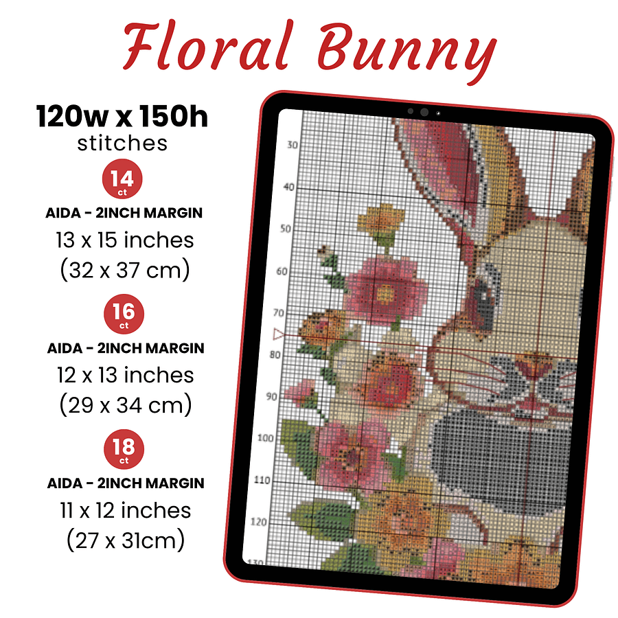 Floral Bunny Cross Stitch Pattern product image (2)