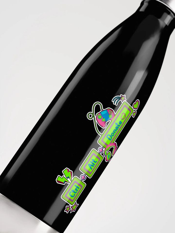 CTRL ALT Donate 2025 - Metal Water Bottle (Neon Green Logo) product image (1)