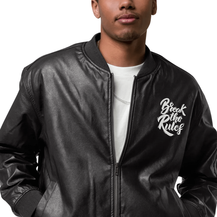 BREAK - Pixelated Portrait Faux Leather Bomber Jacket product image (7)