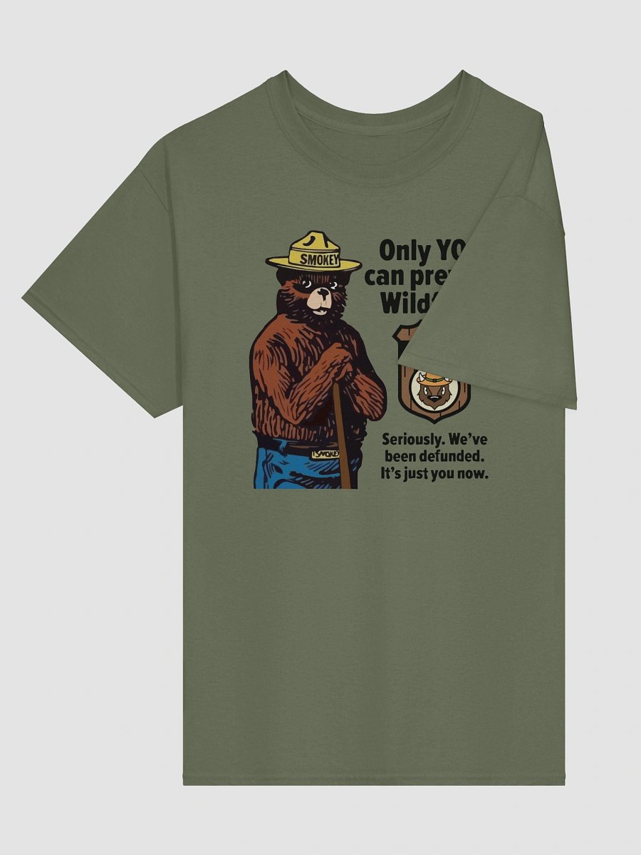 Only YOU Can Prevent Wildfires, We've been DEFUNDED! Smokey Our Parks Bear Alt National Parks T-Shirt product image (63)