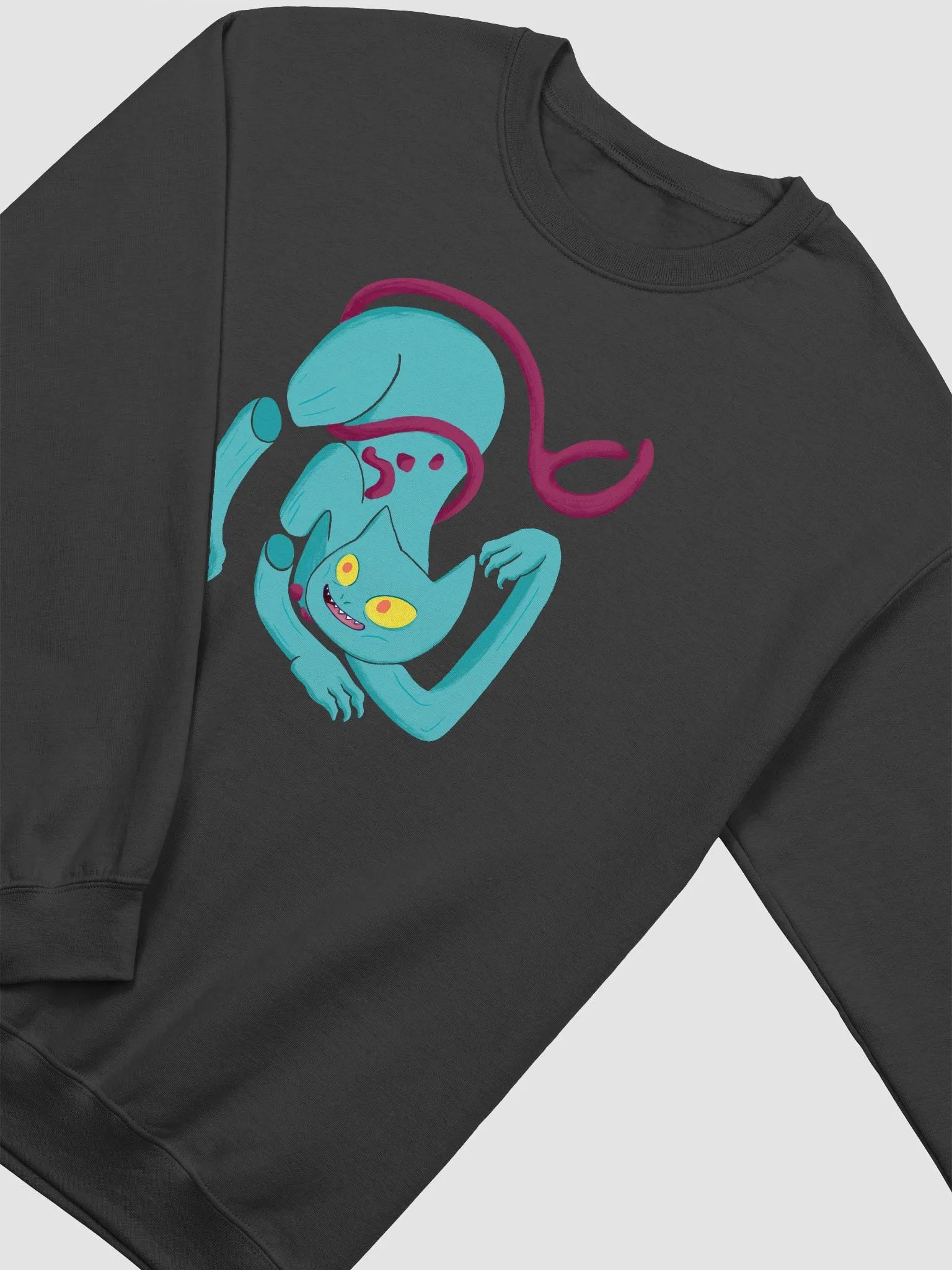 Demon Cat With Text on the Back Crewneck Sweatshirt Multicolor product image (3)
