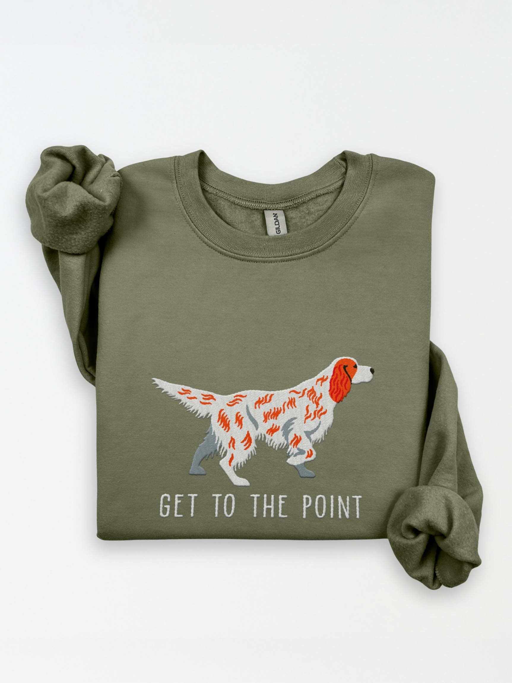 Get to the Point Sweatshirt (Embroidered) of an English Setter(Orange Belton) product image (1)