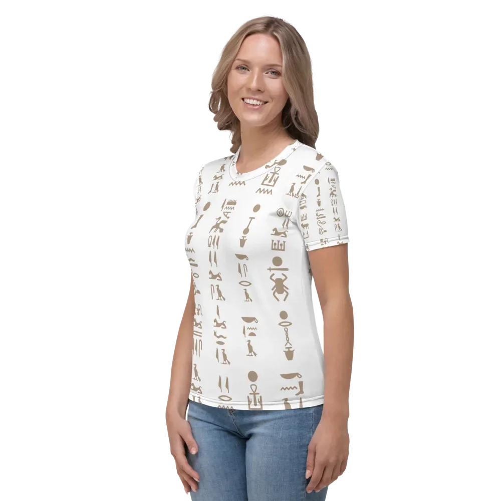 Isis White Hieroglyphs Women's Crew Neck T-Shirt product image (3)