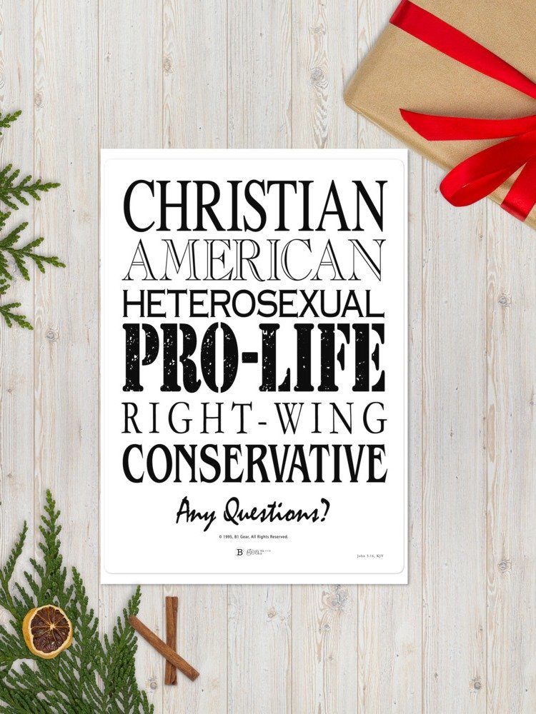 Christian American, Stickers. Patriotic Conservative Christian, Pro Life Right Wing, Heterosexual American Pride, Stickers. product image (7)