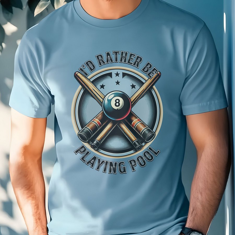 Vintage I'd Rather Be Playing Pool PNG Billiards Sublimation Design 8 Ball Pool Clipart Cue Stick Digital Download product image (3)