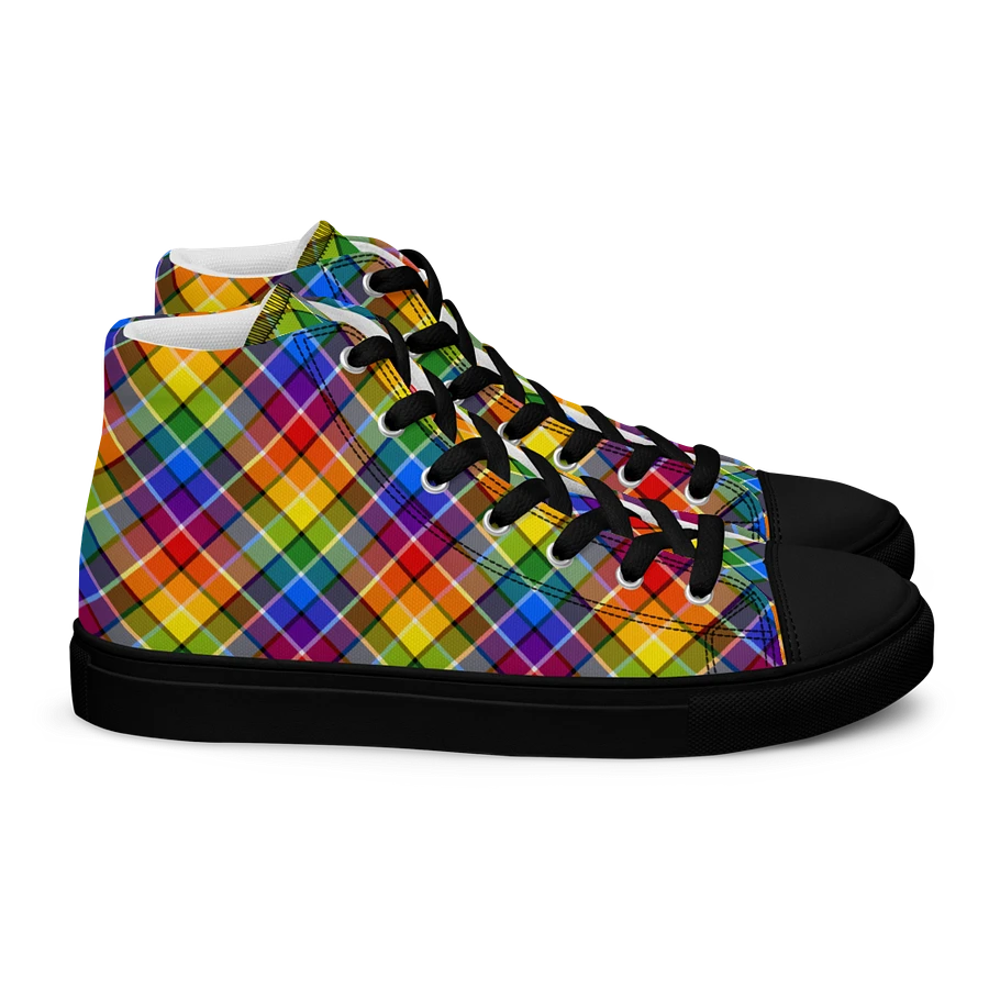 Bright Rainbow Plaid Men's High Top Shoes product image (3)