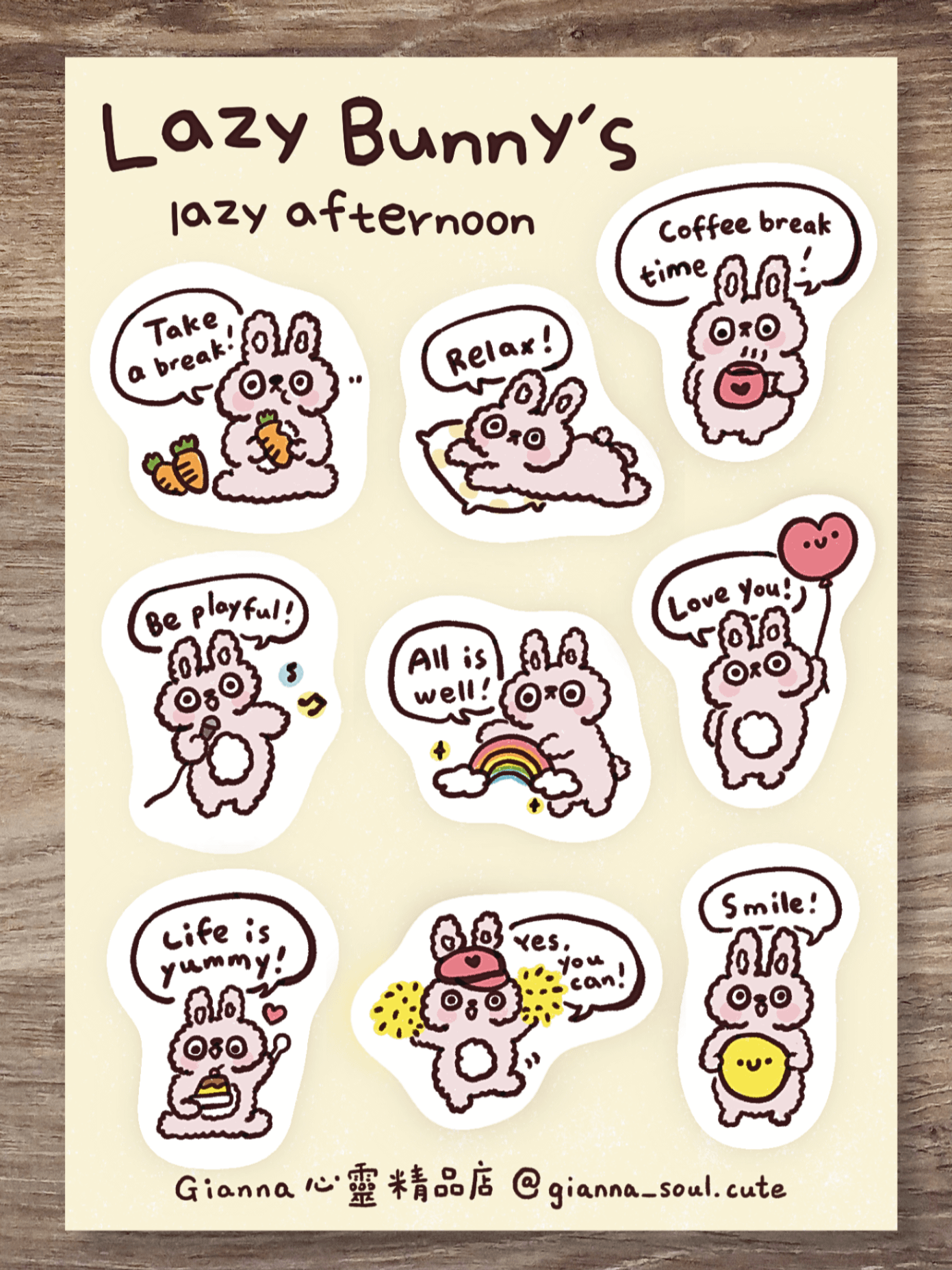 Lazy Bunny’s Lazy Afternoon | Positivity Sticker Sheet product image (1)