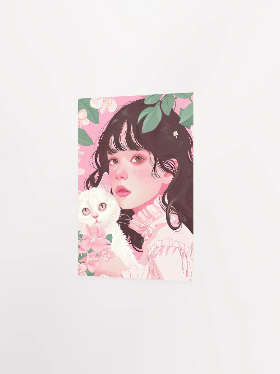 Girl with White Cat Portrait Coquette Art Print product image (28)