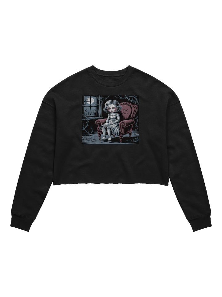 Lost Souls Women's Fleece Crop Sweatshirt - Black Gothic Doll Design by Midnight Veil Designs product image (1)