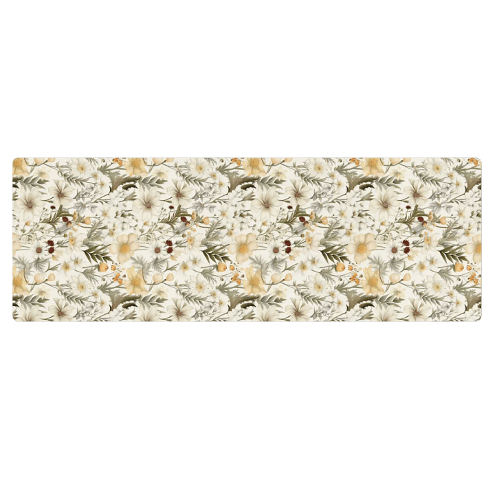 White Floral Yoga Mat by Treasure Pie product image (1)