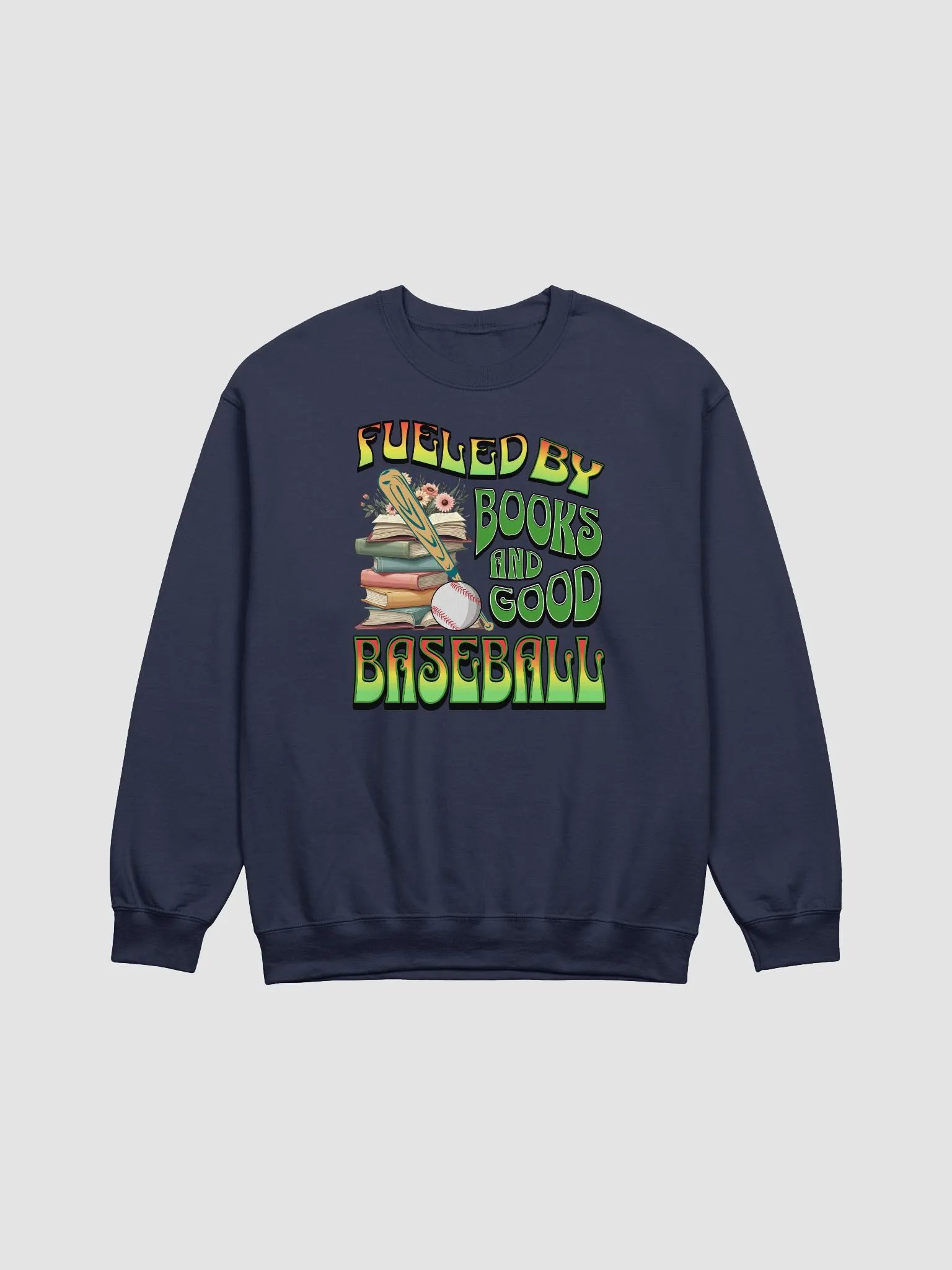 Fueled By Books And Good Baseball Literary Slugger Crewneck Sweatshirt product image (13)