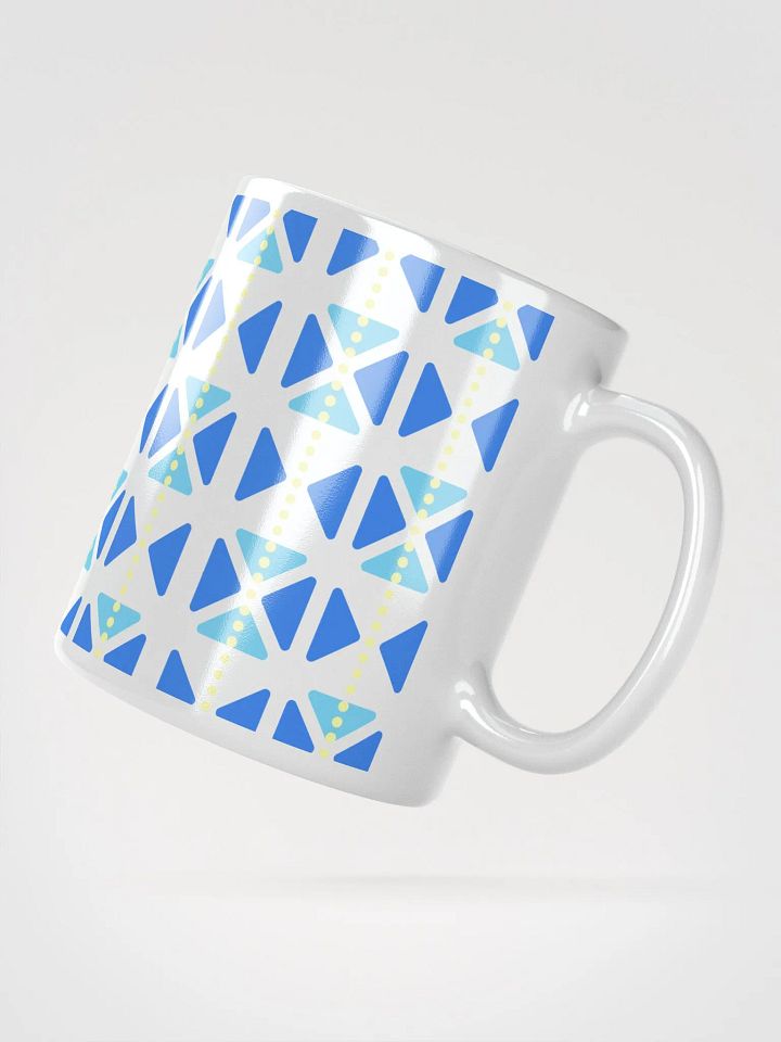 Blue Triangles And Yellow Dotted Lines White Mug product image (4)